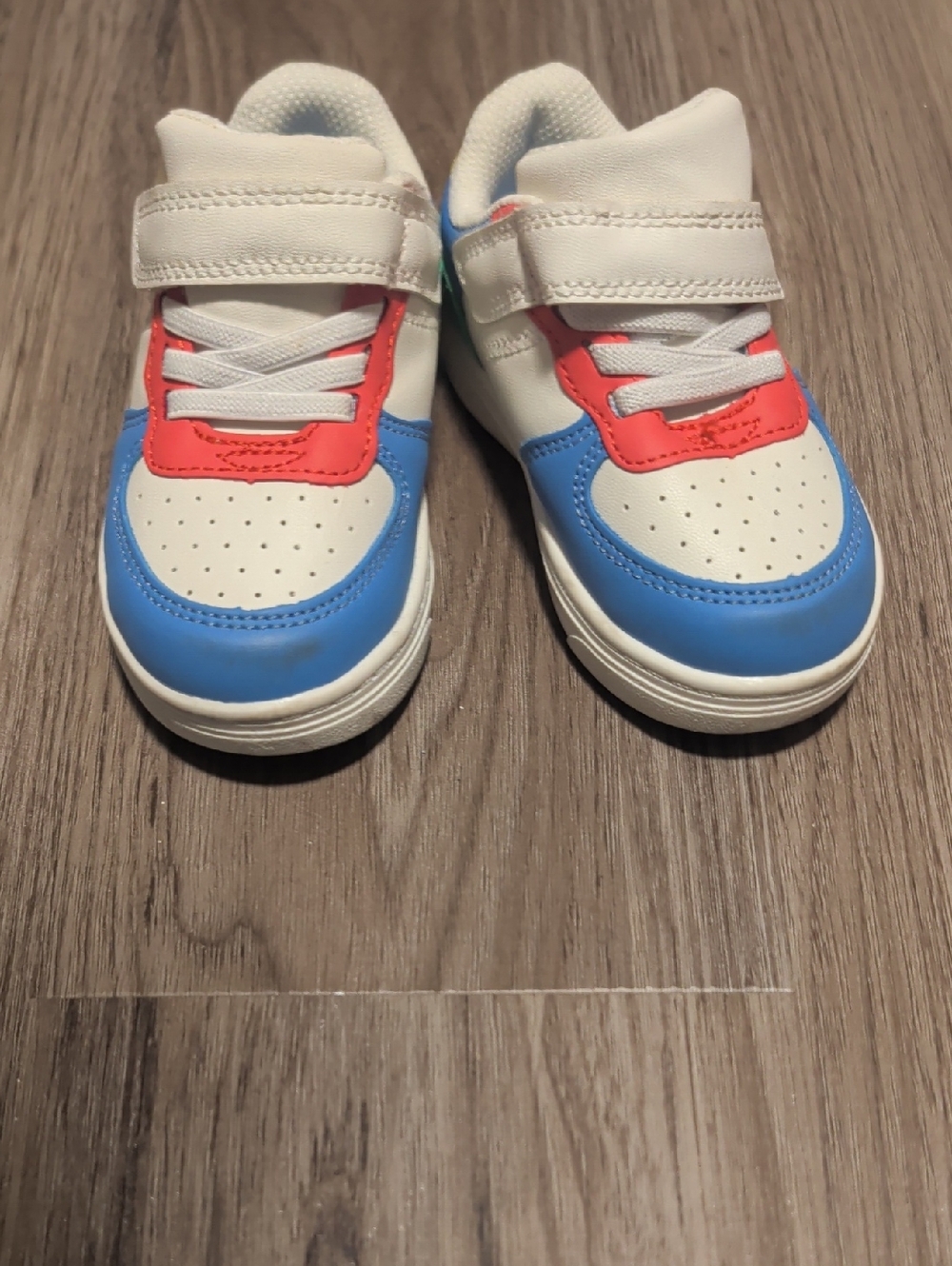 Cat & Jack White Sneakers with Blue and Coral Accents